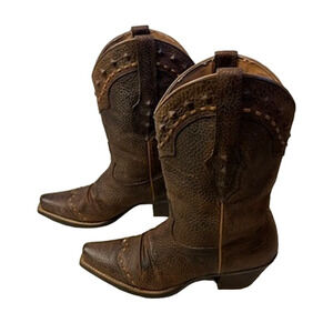 Ariat Brown Leather Studded Western Boots Size 7